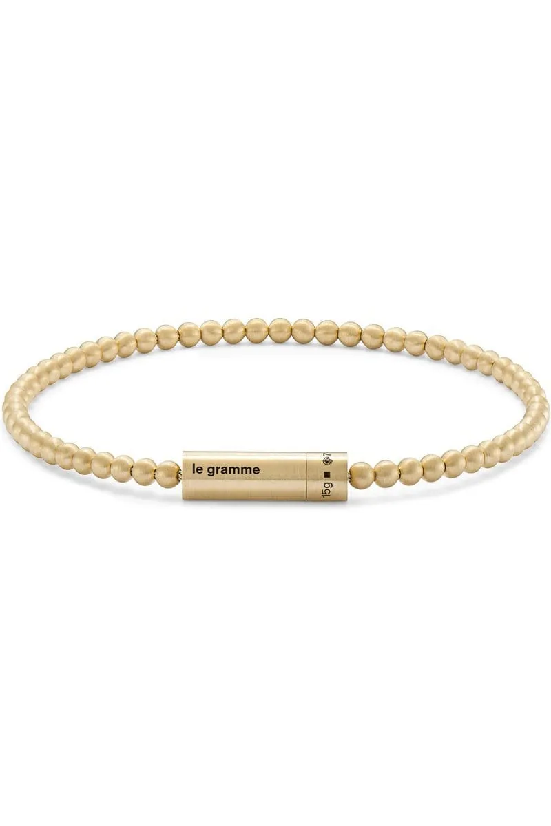 15g Brushed Yellow Gold Bead Bracelet