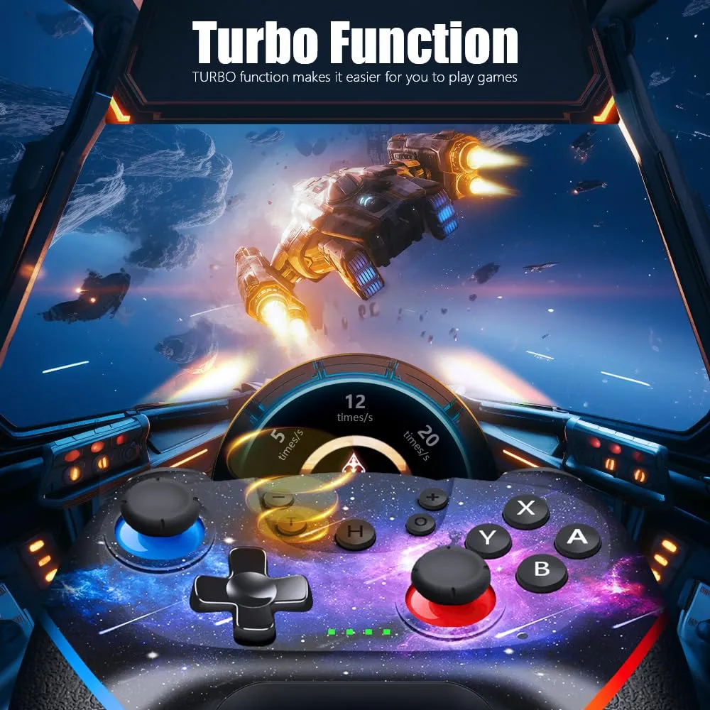 AceGamer Wireless Controller for Nintendo Switch/Lite/OLED, Galaxy Custom Design, Dual Vibration/Turbo/Ergonomic ! (Galaxy)