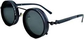 Adjustable Tint Sunglasses Round Polarized with Built-in ND Filter, 1-9 Gears Manual Tint Control for Men