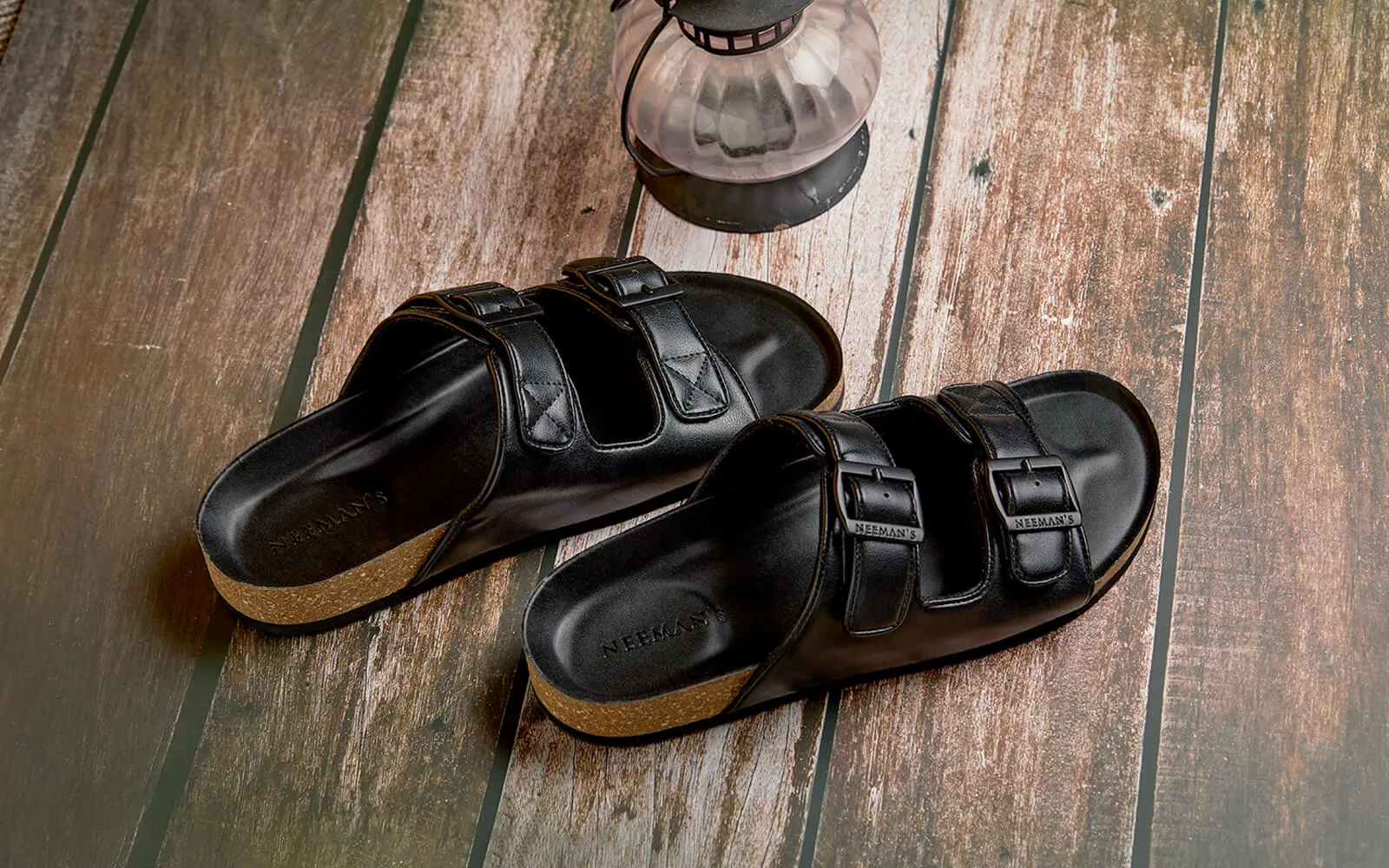 Cork Sandals : Solid Black