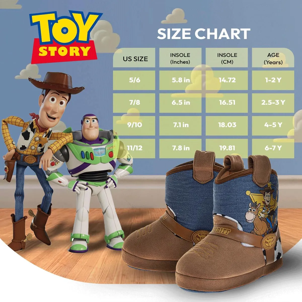 Disney Boys?? Toy Story Slippers ?C Buzz and Woody Fuzzy Slippers (Toddler/Kid)