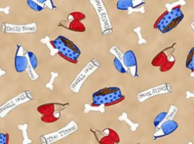 Dog Fabric QT A Dog's Life all over print brown 3838