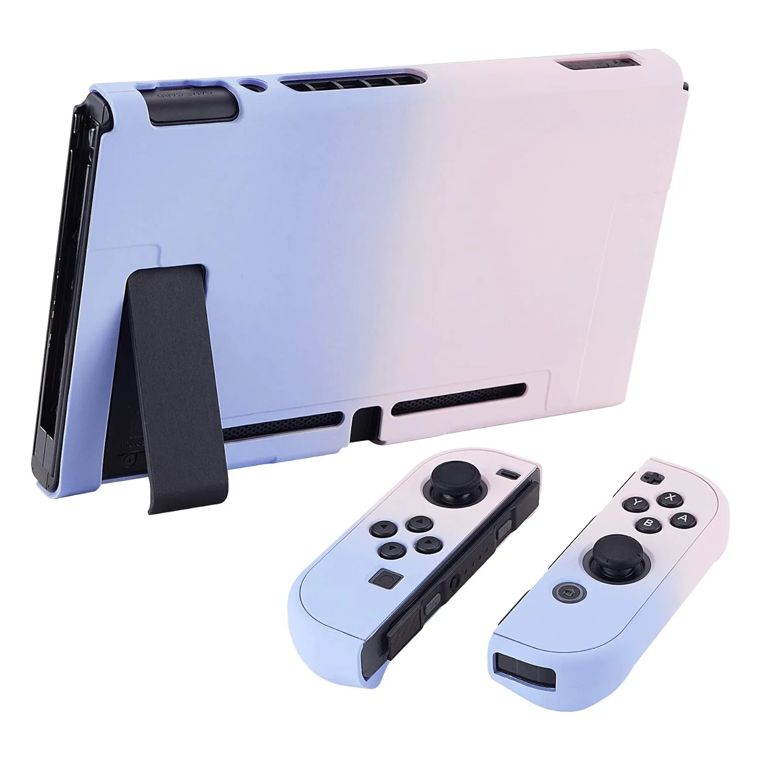 eXtremeRate PlayVital Cover for Nintendo Switch, Protective Case Protector for Switch - Shock-Absorbent Anti-Scratch Dockable Easy to Install Durable Hard Shell Game Accessories, Gradient Pink Violet