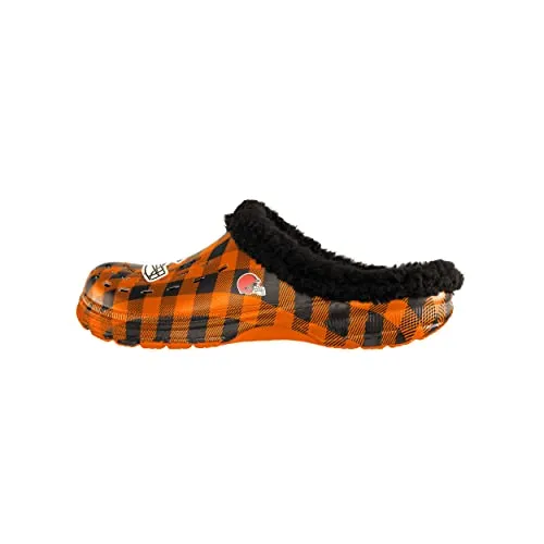 FOCO Cleveland Browns NFL Mens Sherpa Lined Buffalo Check Clog - S