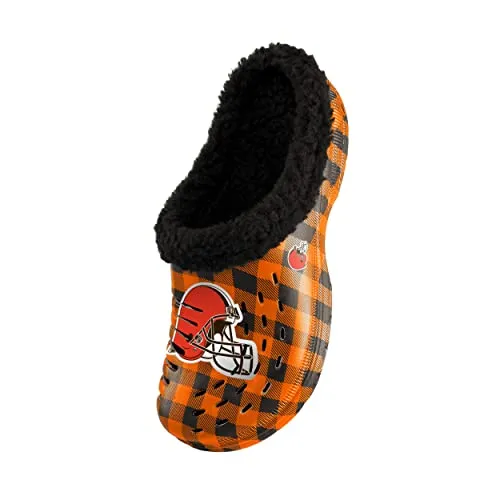 FOCO Cleveland Browns NFL Mens Sherpa Lined Buffalo Check Clog - S