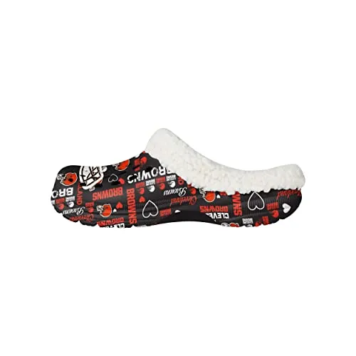 FOCO Cleveland Browns NFL Womens Sherpa Lined Logo Love Clog - L