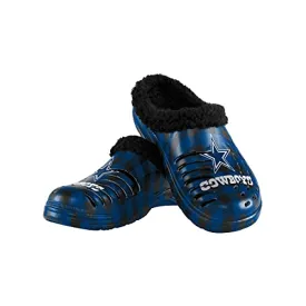 FOCO Dallas Cowboys NFL Mens Sherpa Lined Buffalo Check Clog - L