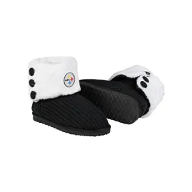 FOCO NFL Womens Knit High End Black Button Boots