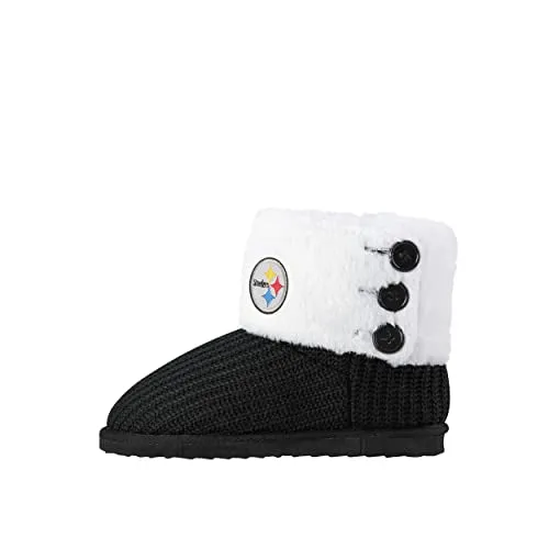 FOCO NFL Womens Knit High End Black Button Boots