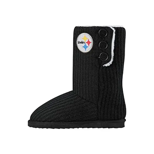 FOCO NFL Womens Knit High End Black Button Boots