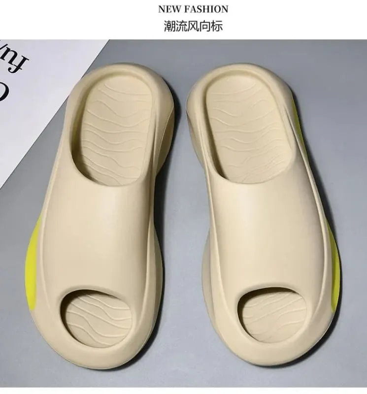 Futuristic Red and White Design Summer Sliders with Thick Sole