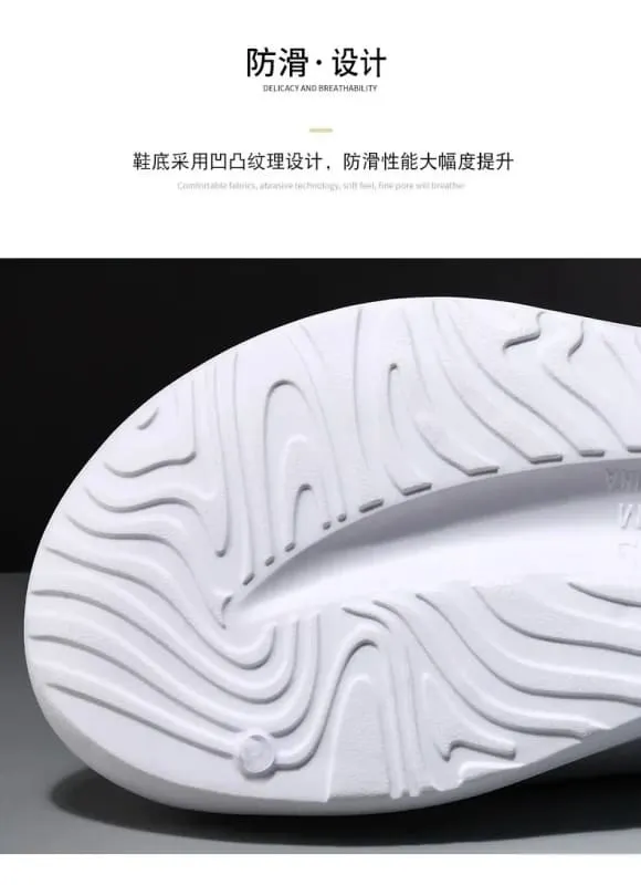 Futuristic Red and White Design Summer Sliders with Thick Sole
