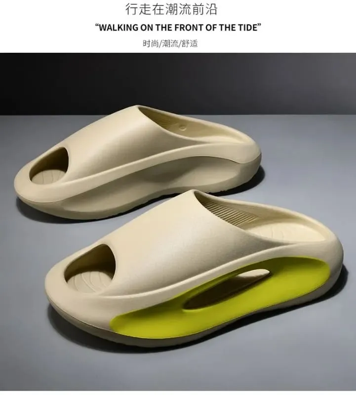Futuristic Red and White Design Summer Sliders with Thick Sole