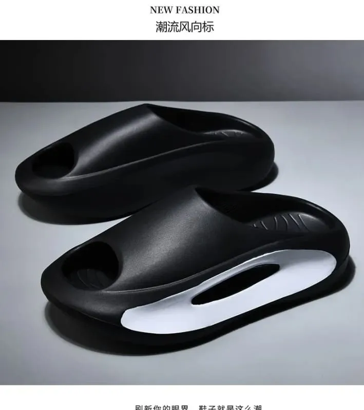 Futuristic Red and White Design Summer Sliders with Thick Sole