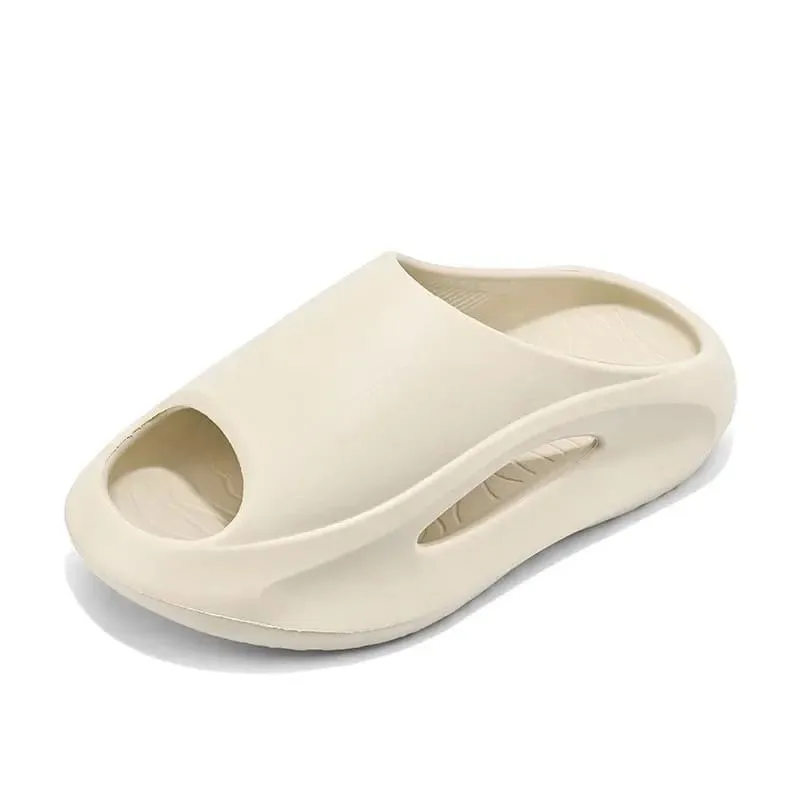 Futuristic Red and White Design Summer Sliders with Thick Sole