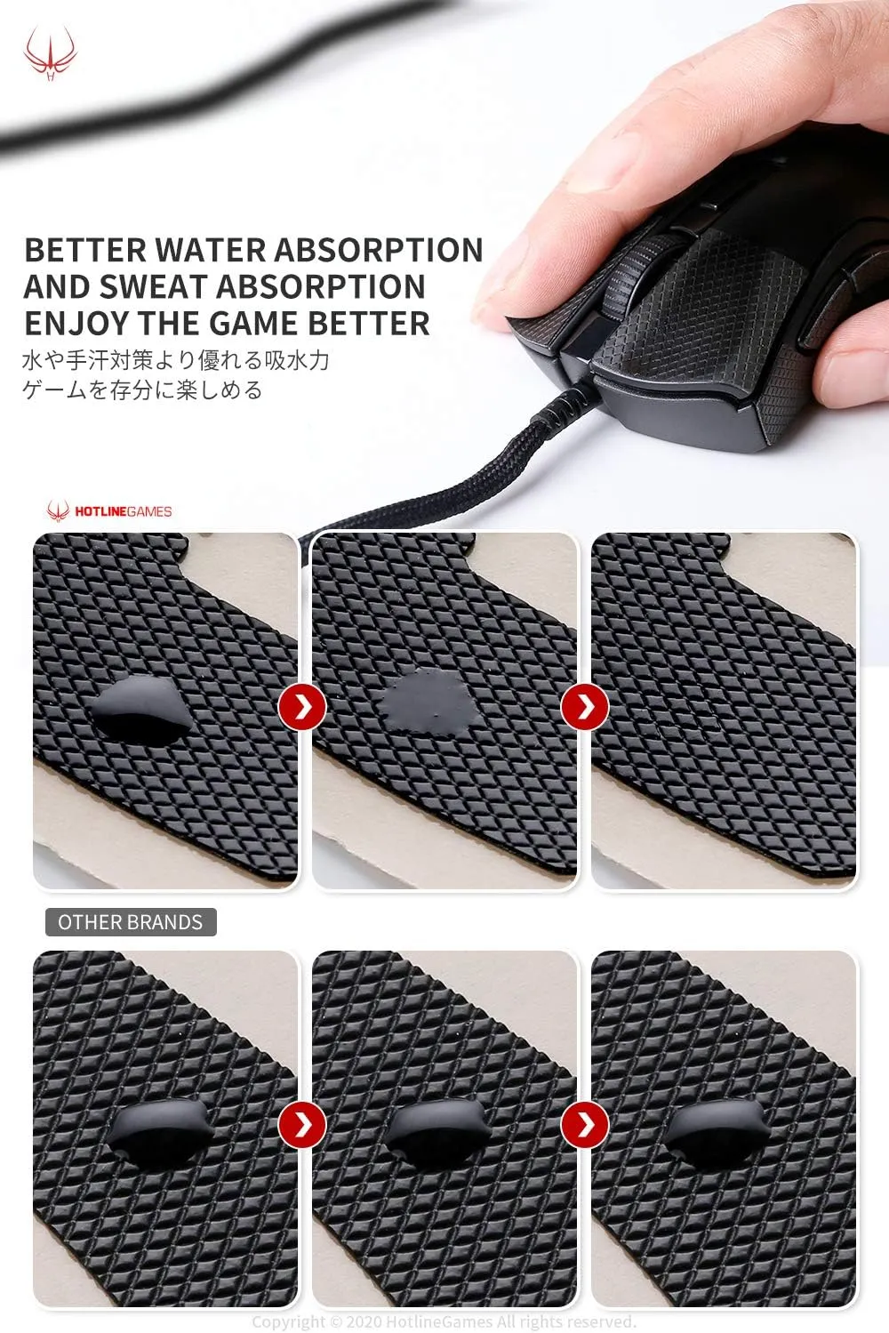[Grip Upgrade] HOTLINEGAMES 2.0 Plus Mouse Anti Slip Grip Tape Compatible with Logitech G Pro X Superlight 2 Wireless Gaming Mouse Skins,Sweat Resistant,Cut to Fit,Easy Apply,Pro Performance Upgrade