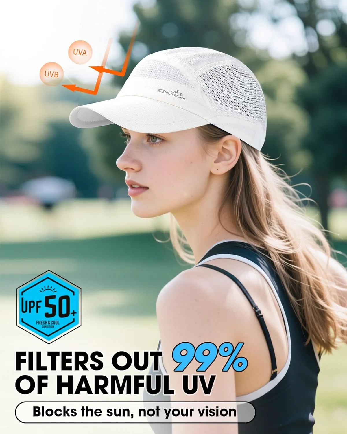 GXCROR Performance Baseball Cap for Men & Women - UPF 50  Running Hat, Lightweight Quick-Dry Sports Hat for Golf, Hiking, Gym