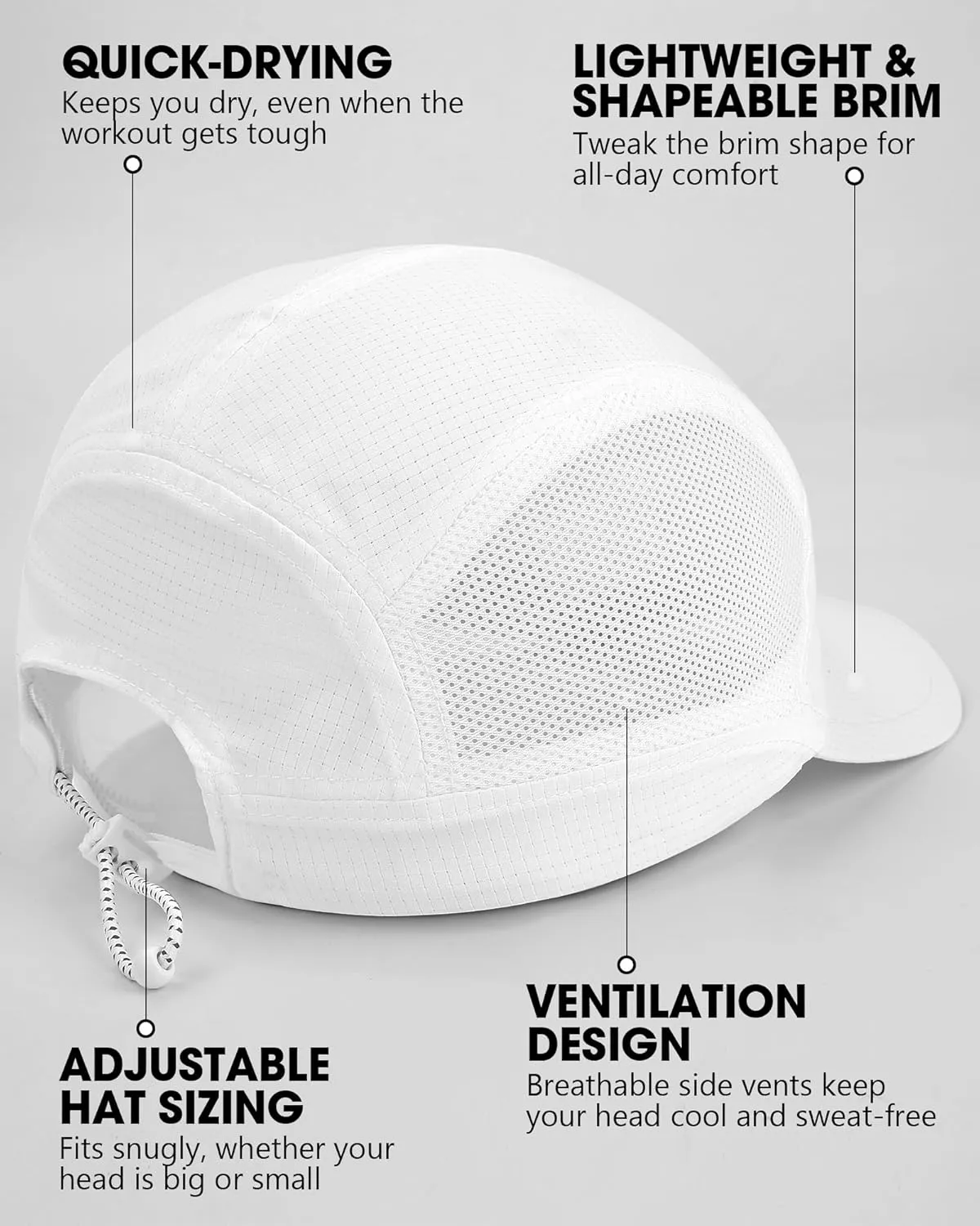 GXCROR Performance Baseball Cap for Men & Women - UPF 50  Running Hat, Lightweight Quick-Dry Sports Hat for Golf, Hiking, Gym