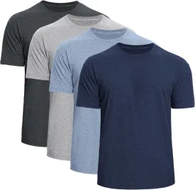 Men's Cotton Crew Neck T-Shirts 4-Pack - Soft Short Sleeve Basic Tees, Comfortable Classic Fit Jersey Shirts for Men
