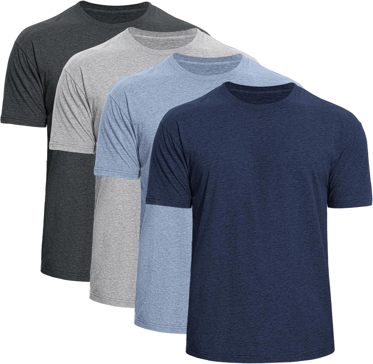 Men's Cotton Crew Neck T-Shirts 4-Pack - Soft Short Sleeve Basic Tees, Comfortable Classic Fit Jersey Shirts for Men