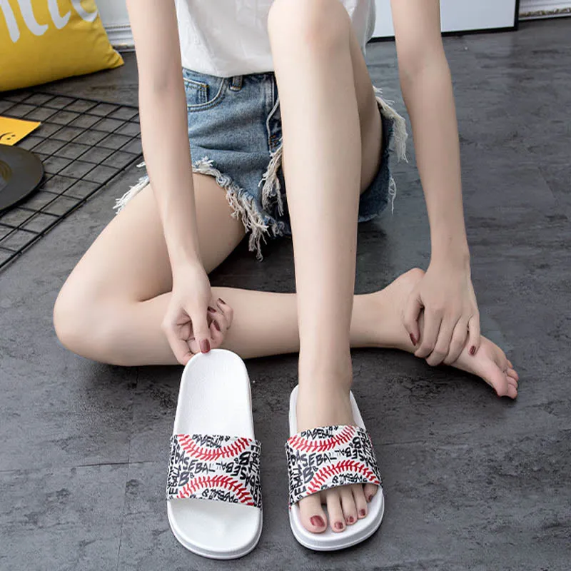 Plus Size Baseball Pattern Slides(2 Pairs)