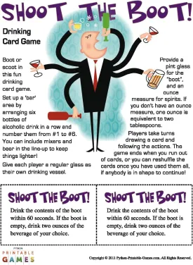 Shoot the Boot Printable Drinking Card Game for Mac [Download]