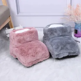 USB Electric Foot Warmer Plush Heating Slippers – Thermostatic Shoes for Winter Feet Heating